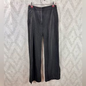 TopShop metallic silver glitter wide leg split hem high waisted trousers size 6